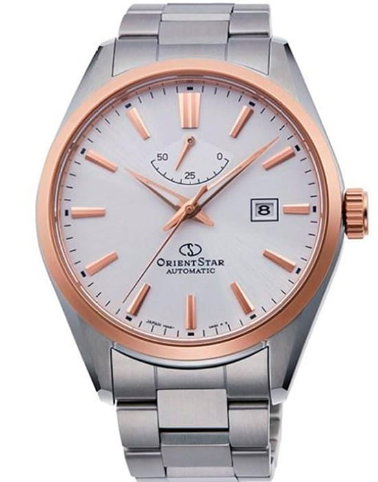 Orient Orient Star RE-AU0401S (RK-AU0401S)  RE-AU0401S механические мужские часы белый циферблат, браслет нержавеющая сталь — вид спереди